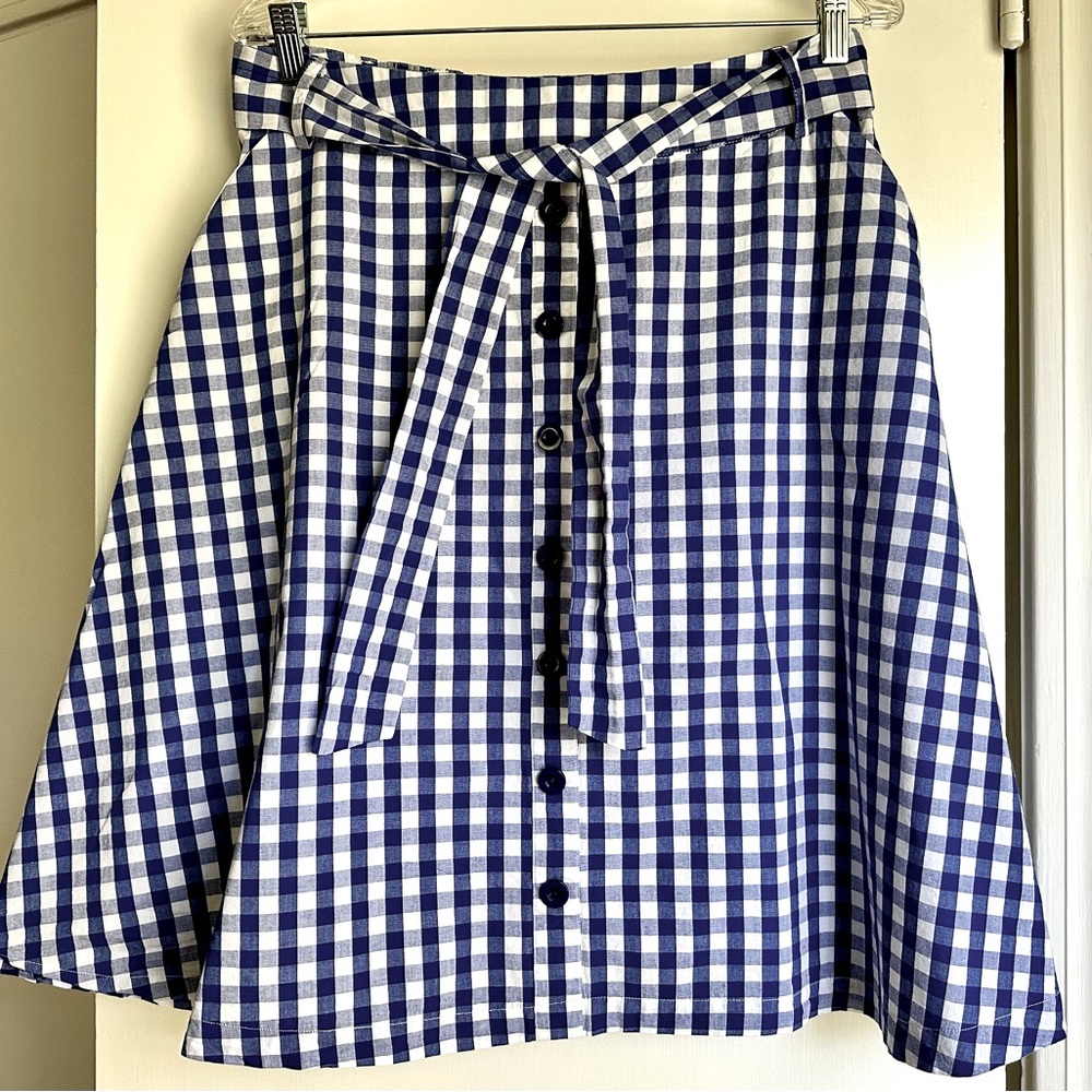 ModCloth Blue and White Gingham Skirt - L